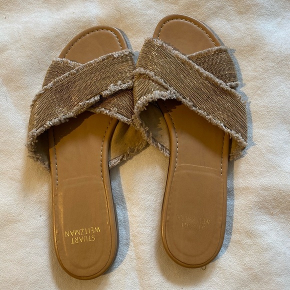 Stuart Weitzman Gold Slides - Picture 2 of 4